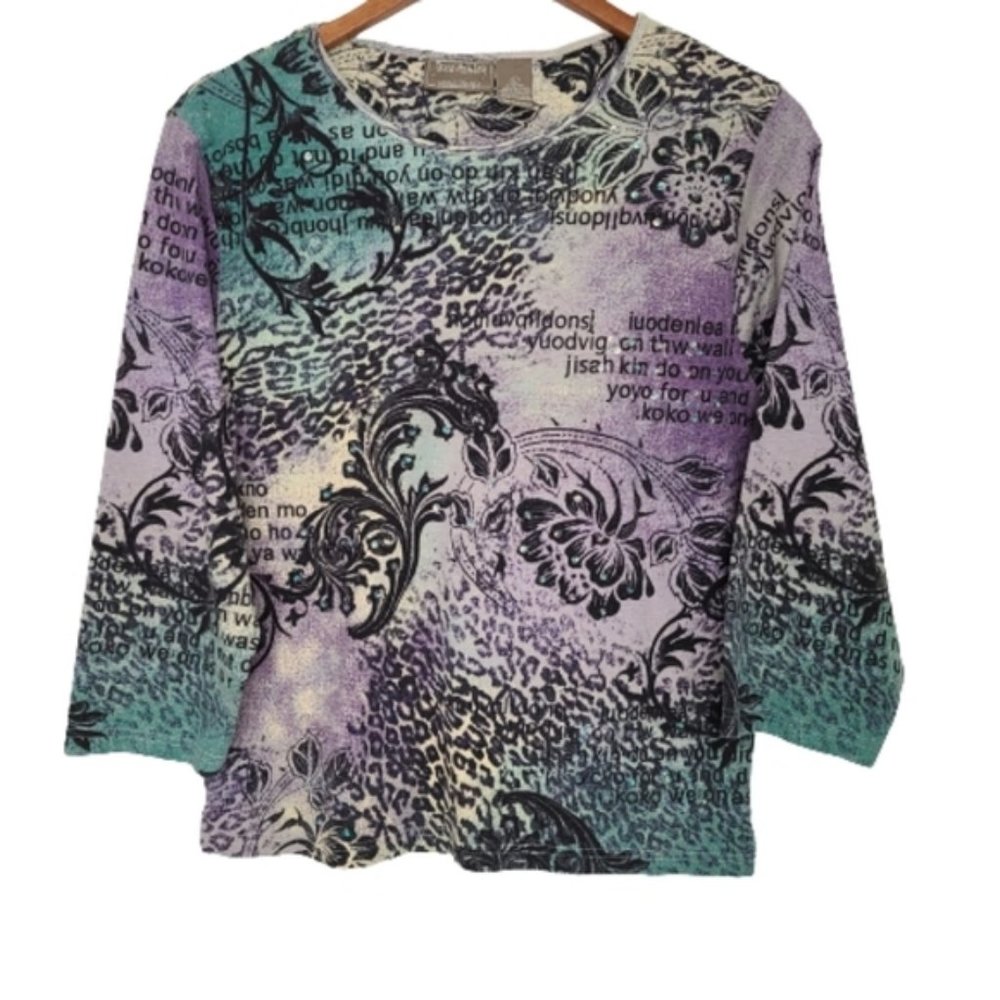Womens Jane Ashley 3/4 sleeve Top LARGE